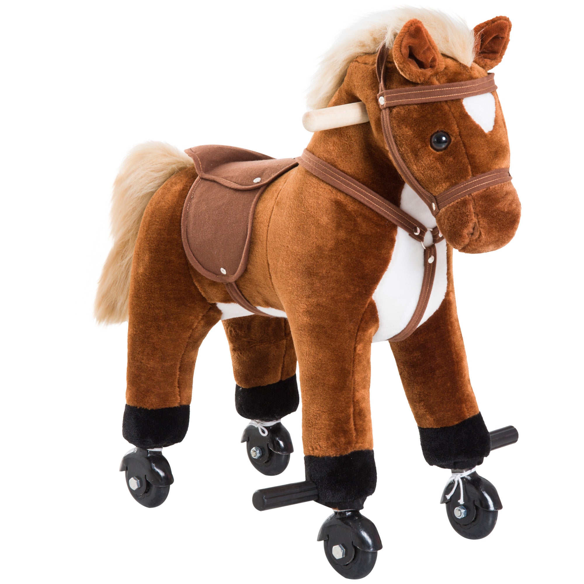 HOMCOM Rocking Horse Kids Ride on Walking Horse Animal Pony Wheeled Ri ...