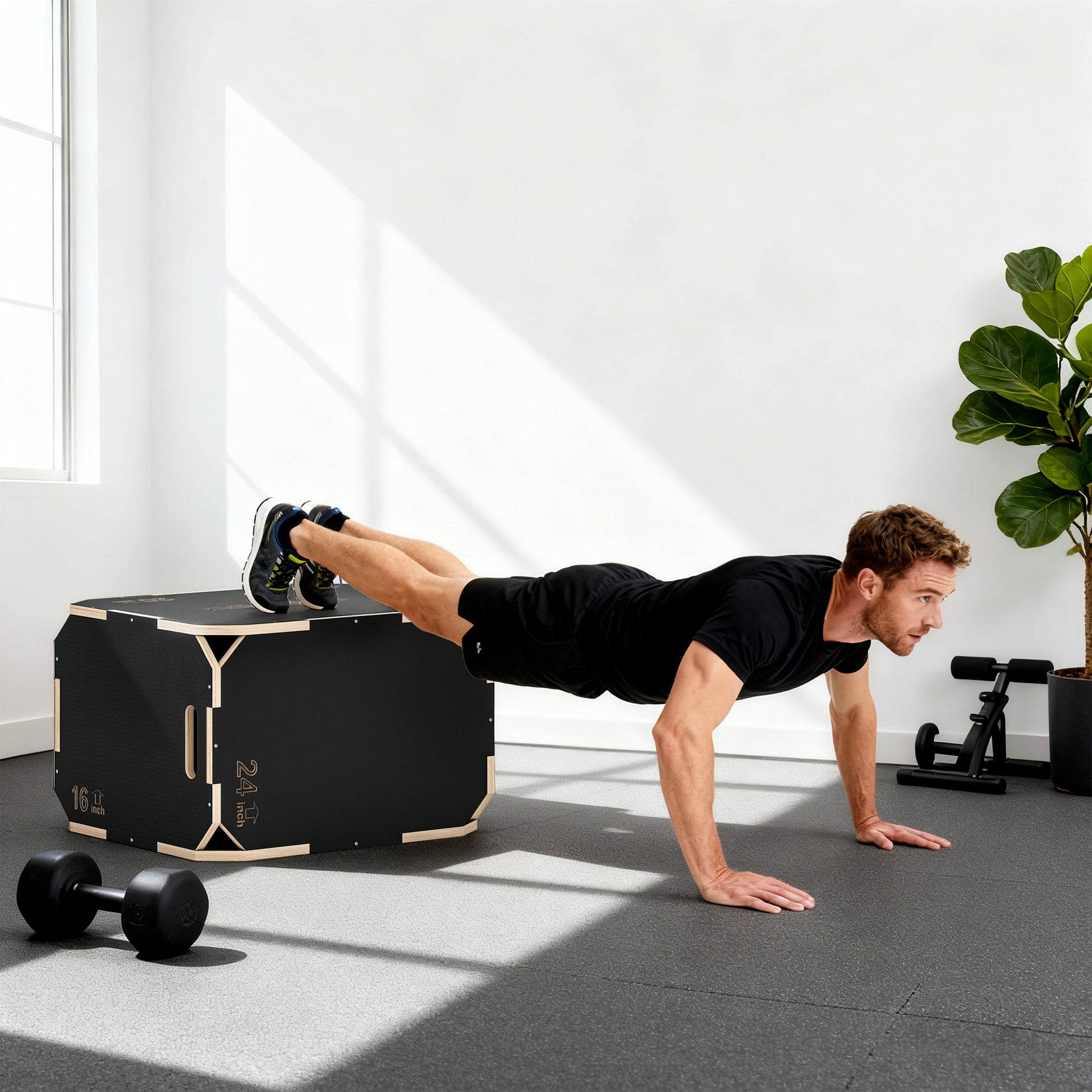 SPORTNOW Non-Slip Plyo Box, Corner-free Wooden Jump Box, 41 x 61 x 51 cm