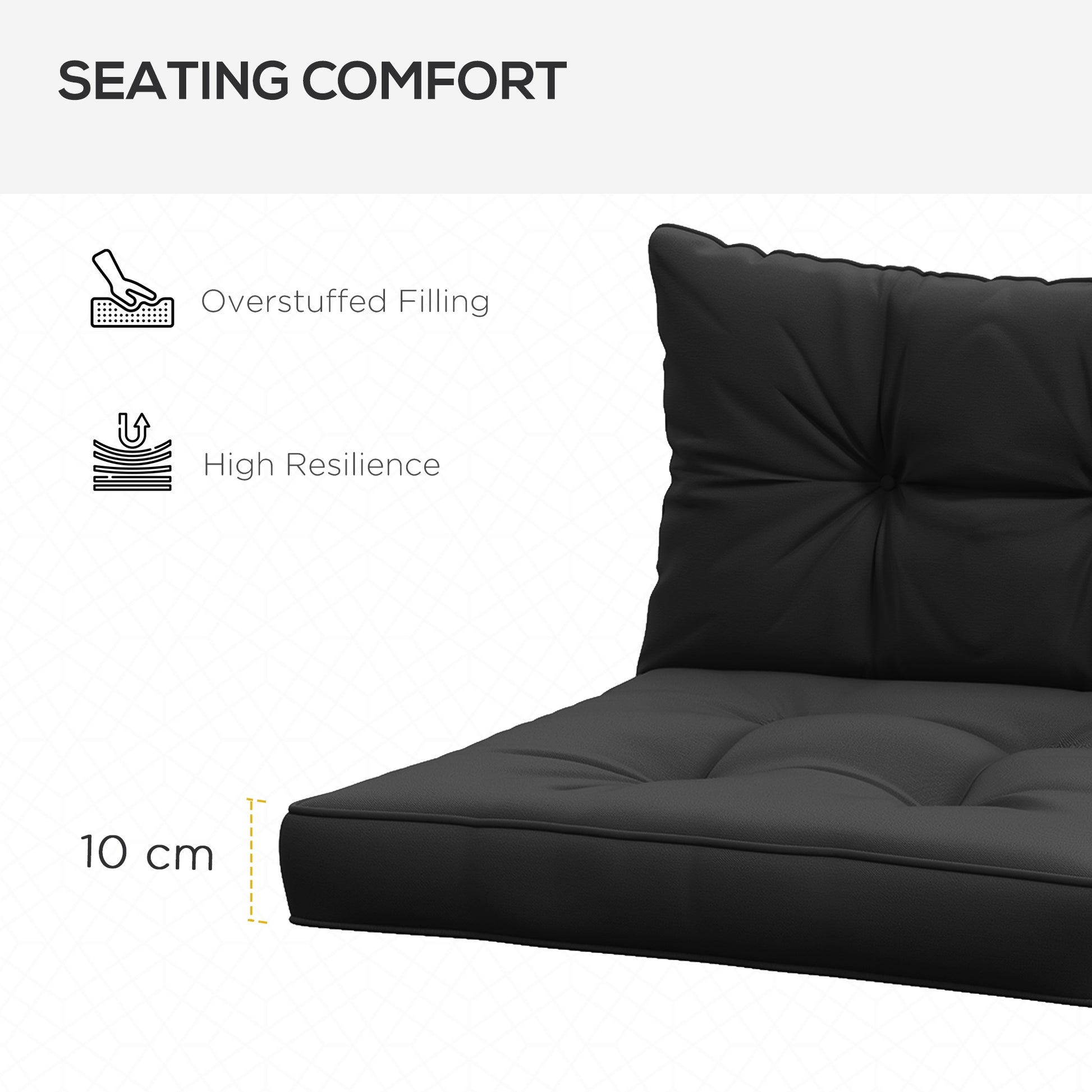 Outsunny 4-Piece Seat Cushions Back Pillows Replacement, Patio Chair Cushions Set for Indoor Outdoor, Black