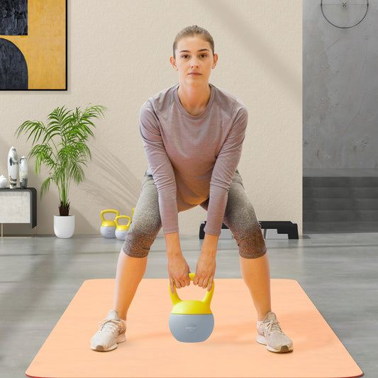 SPORTNOW 6KG Soft Kettlebell, Kettlebell with Non-Slip Handle for Home Gym, Weight Lifting, Strength Training, Yellow/Grey