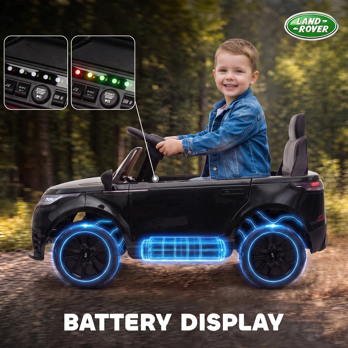 AIYAPLAY Range Rover Velar Licensed 12V Electric Car for Kids with Remote, 4-Wheel Suspension, Slow Start for 2-4 Years, Black