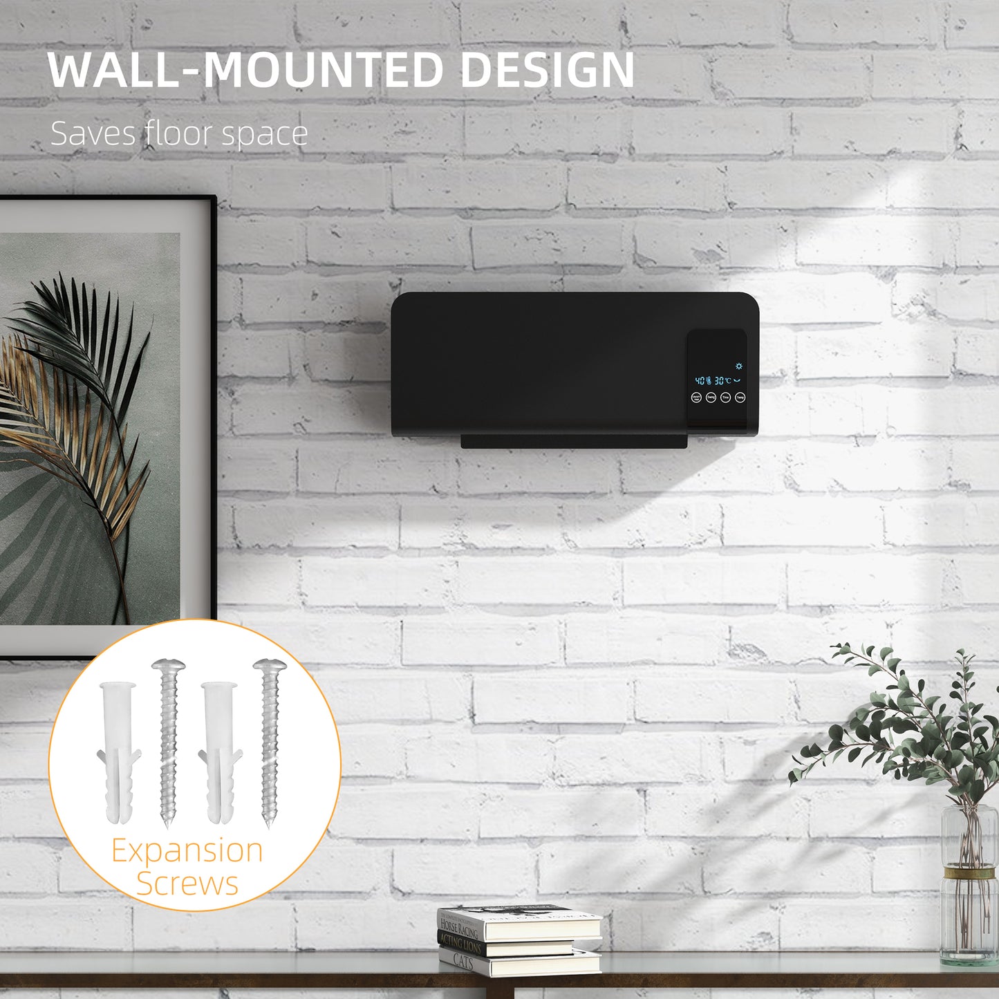 HOMCOM 2000W Wall Mounted Heater, 18-45Â°C Temperature, Black