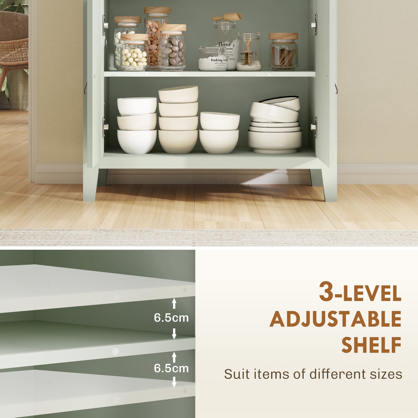 HOMCOM Farmhouse Style Sideboard - Light Green