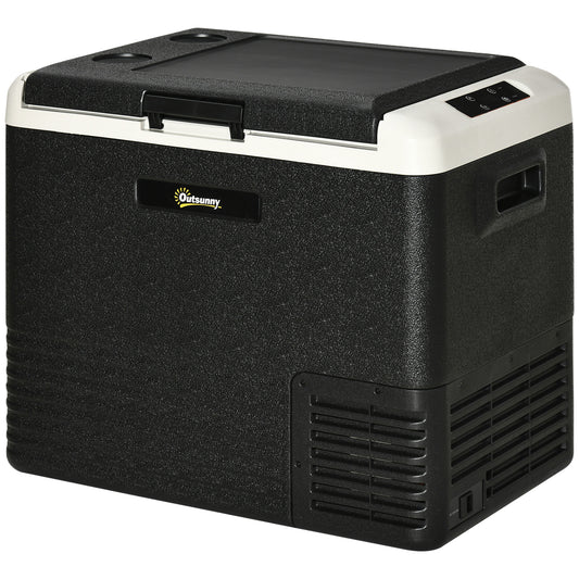 Outsunny 50L Car Refrigerator, Portable Compressor Car Fridge Freezer, Electric Cooler Box with 12/24V DC and 110-240V AC for Camping, Driving, Picnic, Down to -20â„ƒ