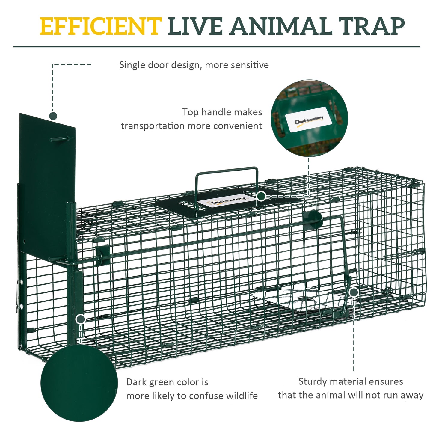 Outsunny Metal Rat Trap with Single Door, for Small Animals, Dark Green