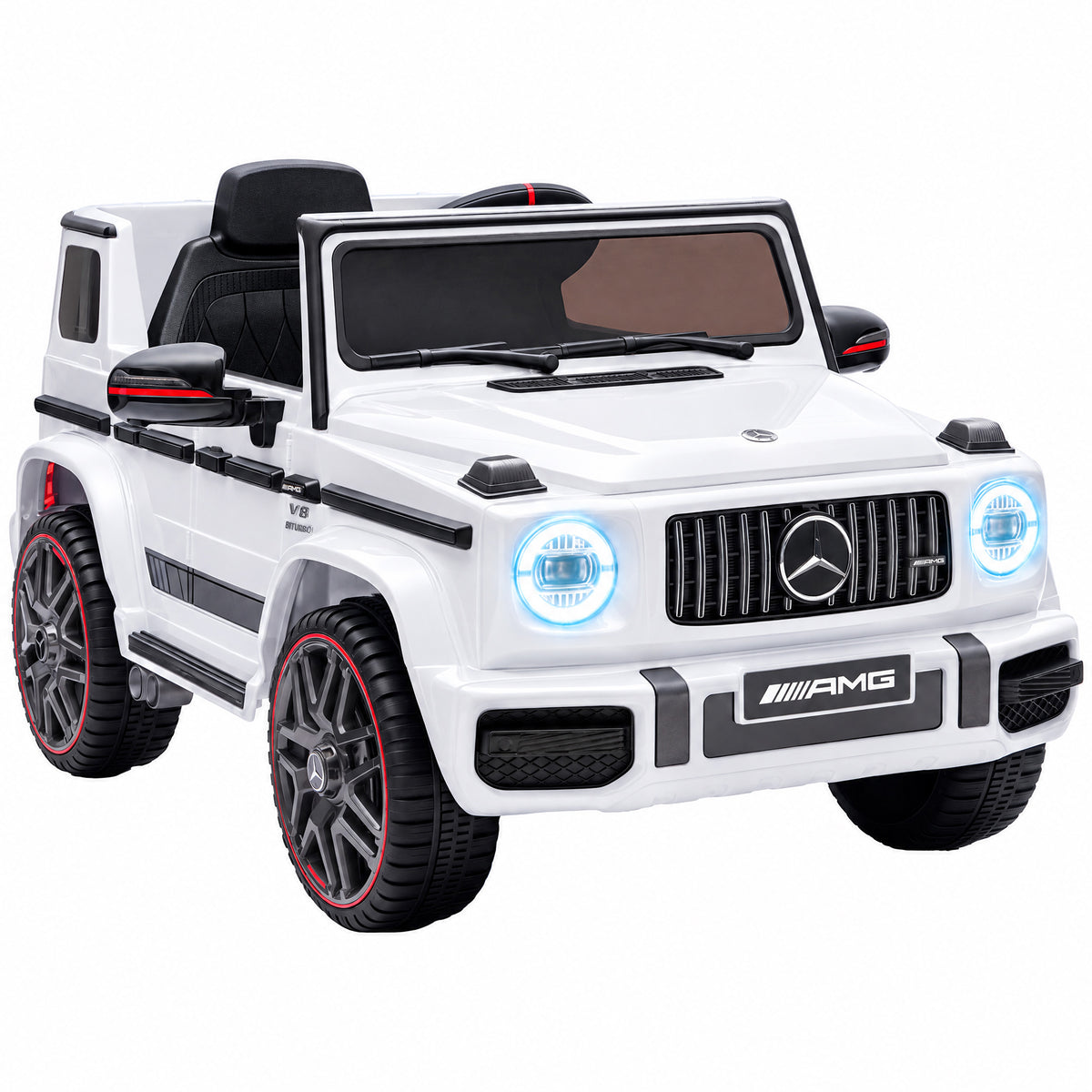 AIYAPLAY Licensed Mercedes-AMG G63 12V Kids Ride on Car with Remote Dual Motors Rear Suspension Slow Start for 3-6 Years, White Default Title