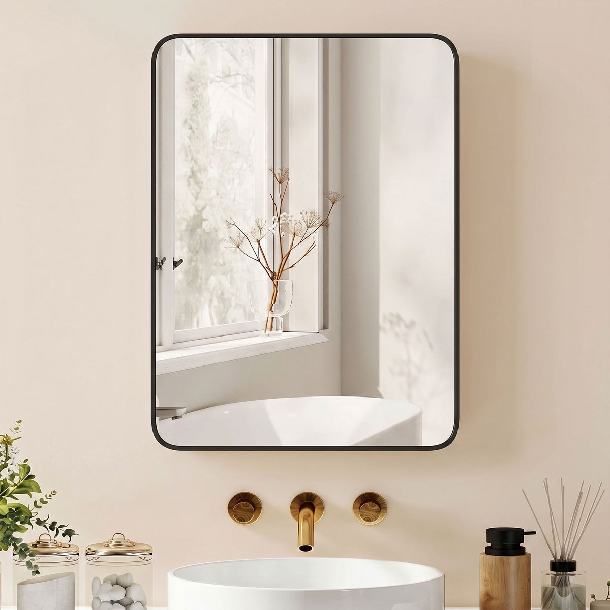 HOMCOM 50.8 x 11.6 x 71 cm Bathroom Mirror Cabinet, Wall Cabinet with Adjustable Shelves, Wall-Mounted or Recessed, Black