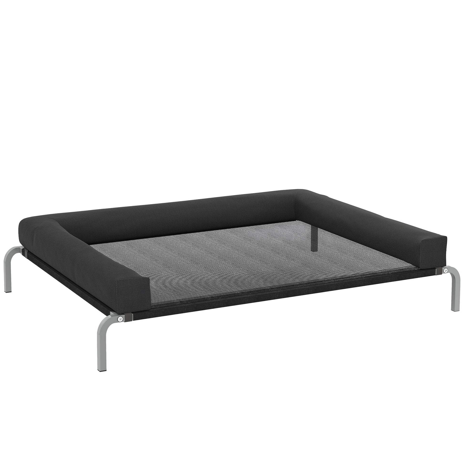 PawHut Elevated Dog Bed with Removable Bolsters, Raised Dog Bed for Large Breeds, Portable Indoor & Outdoor Pet Cots, Black