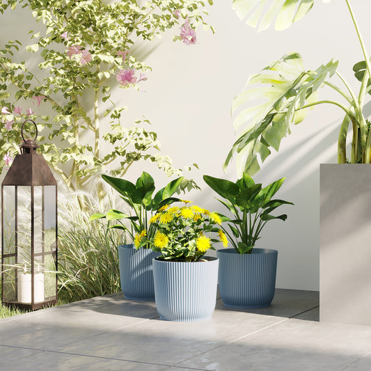 Outsunny Set of Three Ð¤22cm Planters - Blue