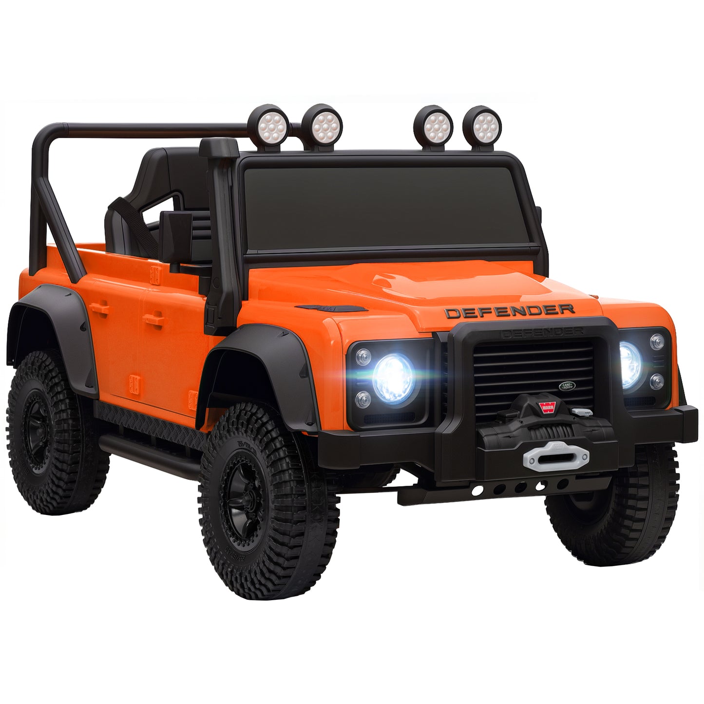 AIYAPLAY Kids Ride On Car with Remote Control, Music, Horn, 4 Spring Suspension Wheels, LED Lights for 3-5 Years Old, Orange