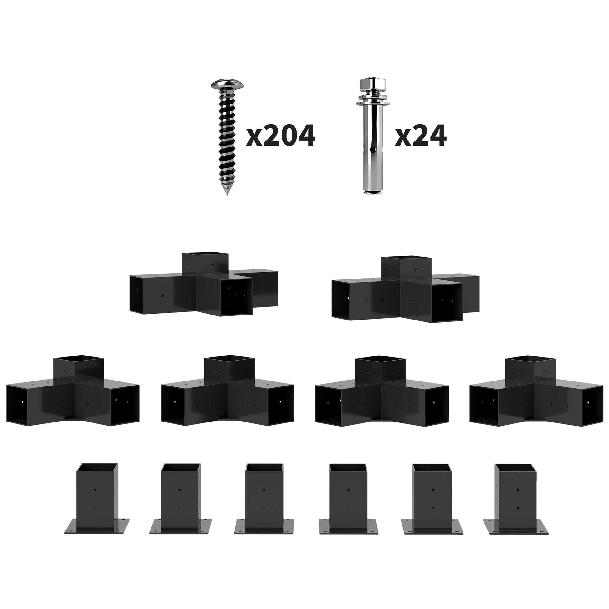 Outsunny 12PCS Pergola Kit, Pergola Brackets with 3-Way & 4-Way Corner Brackets for 9.6 x 9.6 cm (Actual 9.2 x 9.2 cm) Lumber Default Title