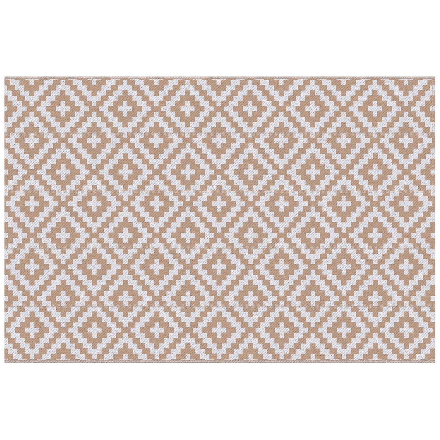 Outsunny Reversible Outdoor RV Rug, Patio Floor Mat, 274 x 182 cm Plastic Straw Rug for Garden, terrace, Beach, Camping, Coffee & White Default Title