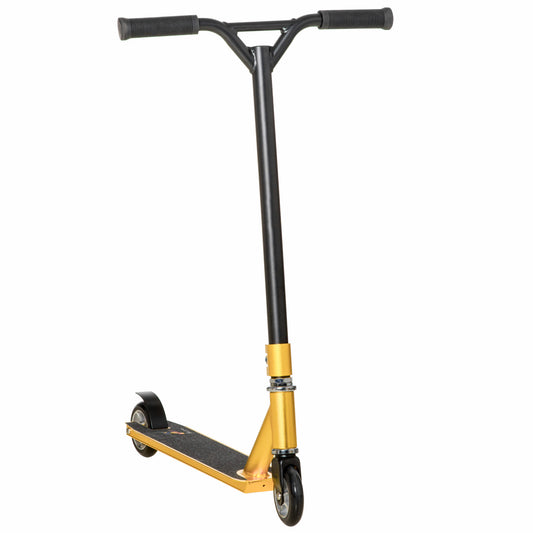 HOMCOM Stunt Scooter, 360Â° Entry Level Tricks Scooter w/ Lightweight Aluminium Deck and ABEC 7 Bearing, For Age 14+ Beginners, Gold Tone