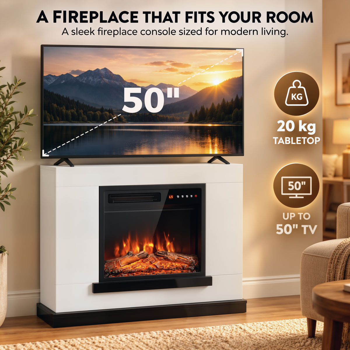 HOMCOM Freestanding Electric Fireplace Suite, Electric Fire and Surround, Adjustable Flame Effect, Remote, Timer, 900W/1800W