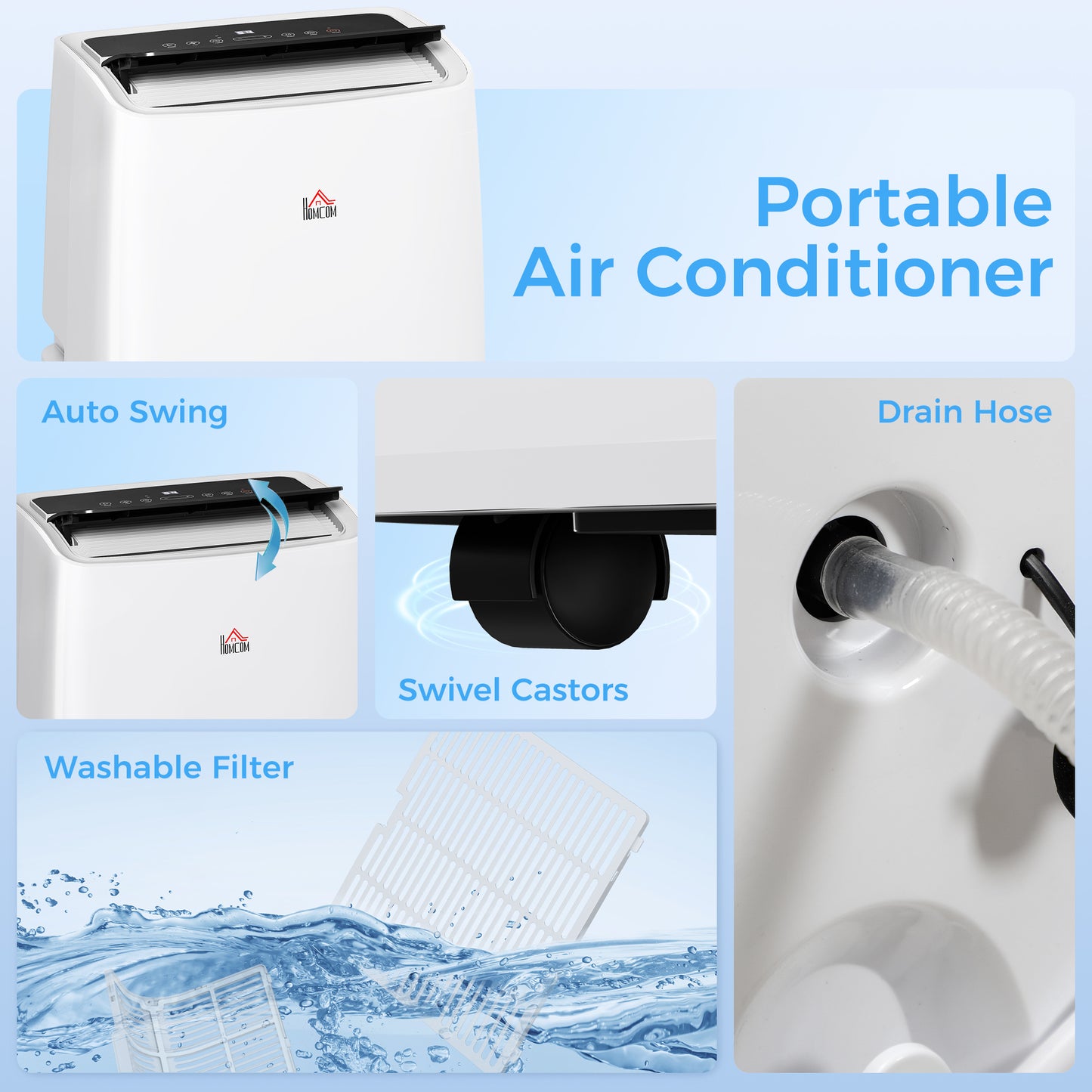 HOMCOM Portable Air Conditioner 14000 BTU, 4-in-1 Air Conditioning Unit, Dehumidifier, Cooling, Fan, Sleep Mode with 3 Speeds, Remote Control, LED Display, 24H Timer, Window Kit, Children Lock, 40mÂ²