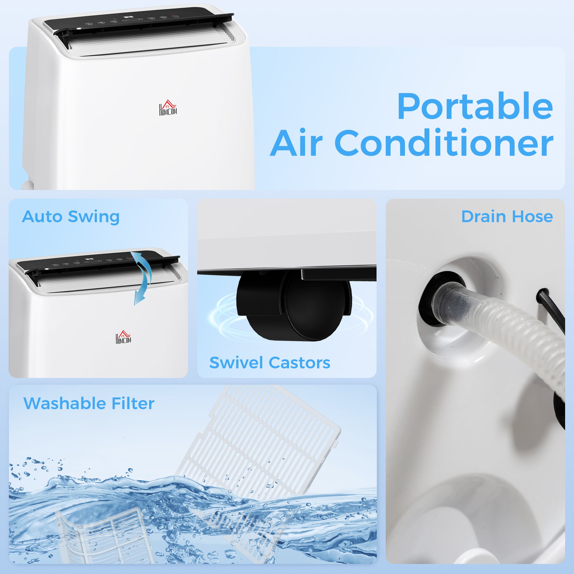 HOMCOM Portable Air Conditioner 14000 BTU, 4-in-1 Air Conditioning Unit, Dehumidifier, Cooling, Fan, Sleep Mode with 3 Speeds, Remote Control, LED Display, 24H Timer, Window Kit, Children Lock, 40mÂ²