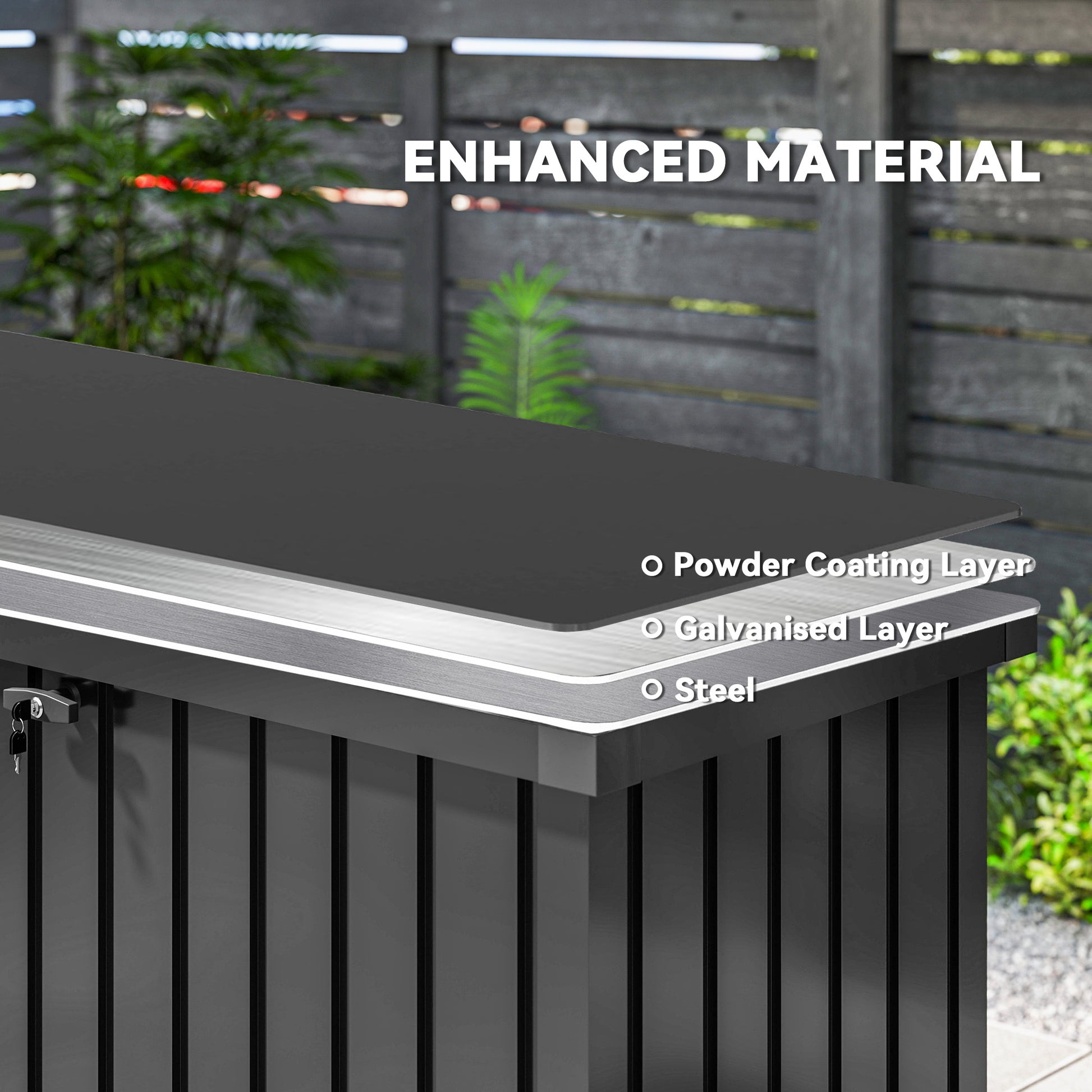 Outsunny 400L Galvanised Steel Garden Storage Box, Black