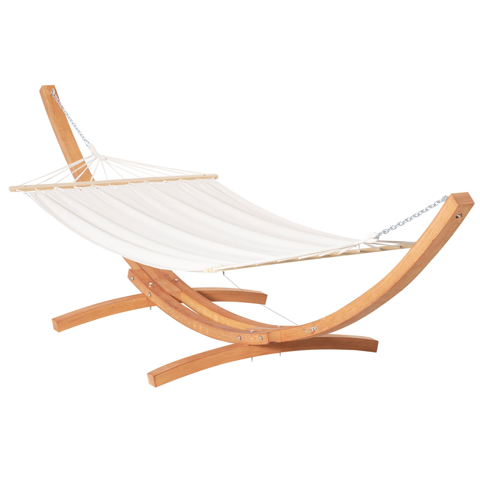 Outsunny Outdoor Garden Hammock with Wooden Stand Swing Hanging Bed for Patio White Default Title