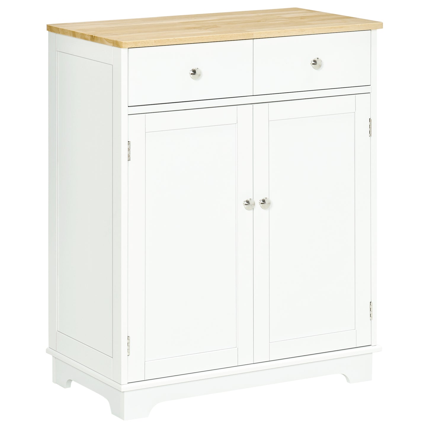 HOMCOM Kitchen Floor Cabinet Side Storage Cupboard Multi-use Sideboard Table with Solid Wood Top, Adjustable Shelf,Drawer for Dining Room, Living Room,Hallway Default Title