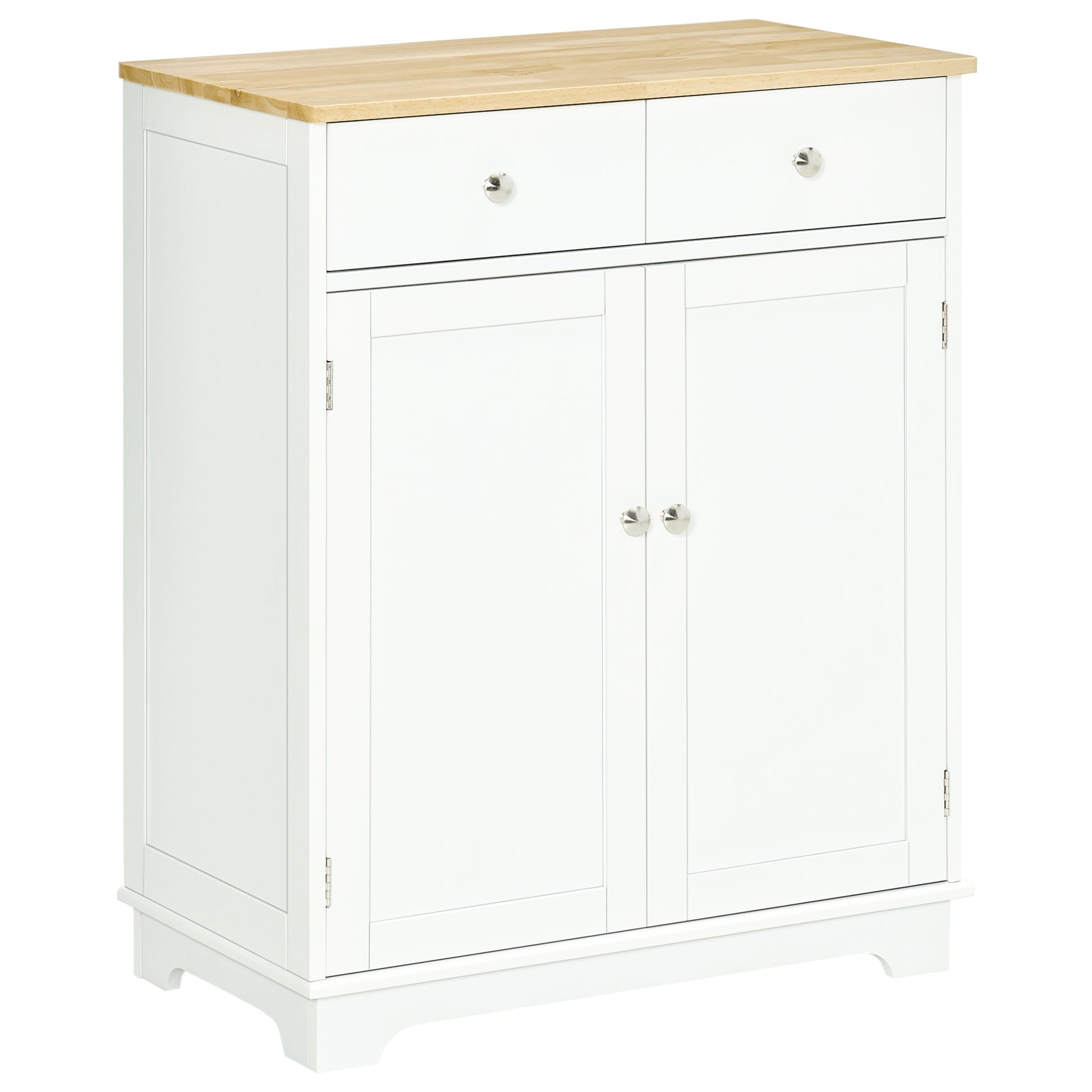 HOMCOM Kitchen Floor Cabinet Side Storage Cupboard Multi-use Sideboard Table with Solid Wood Top, Adjustable Shelf,Drawer for Dining Room, Living Room,Hallway Default Title