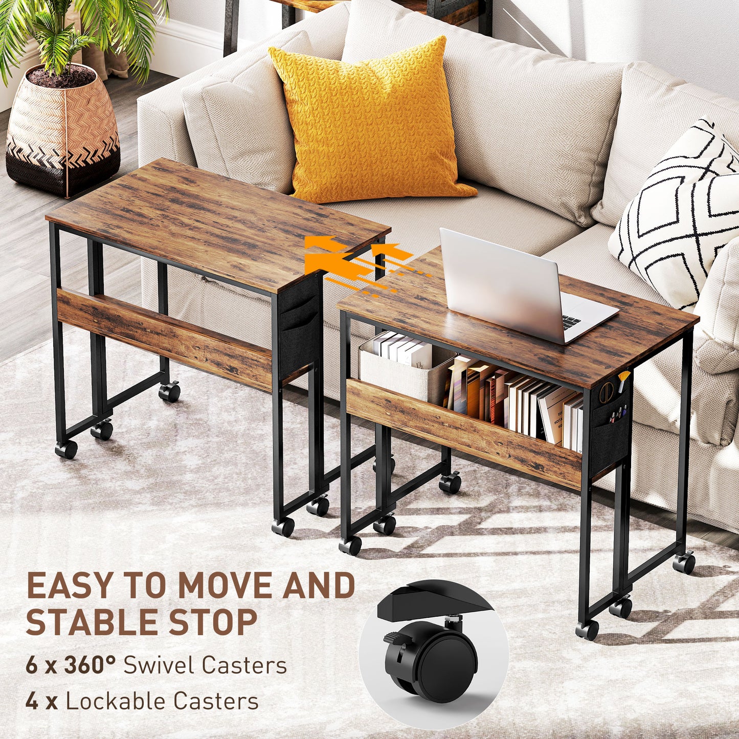 HOMCOM 80 cm Drop Leaf Writing Work Desk - Rustic Brown