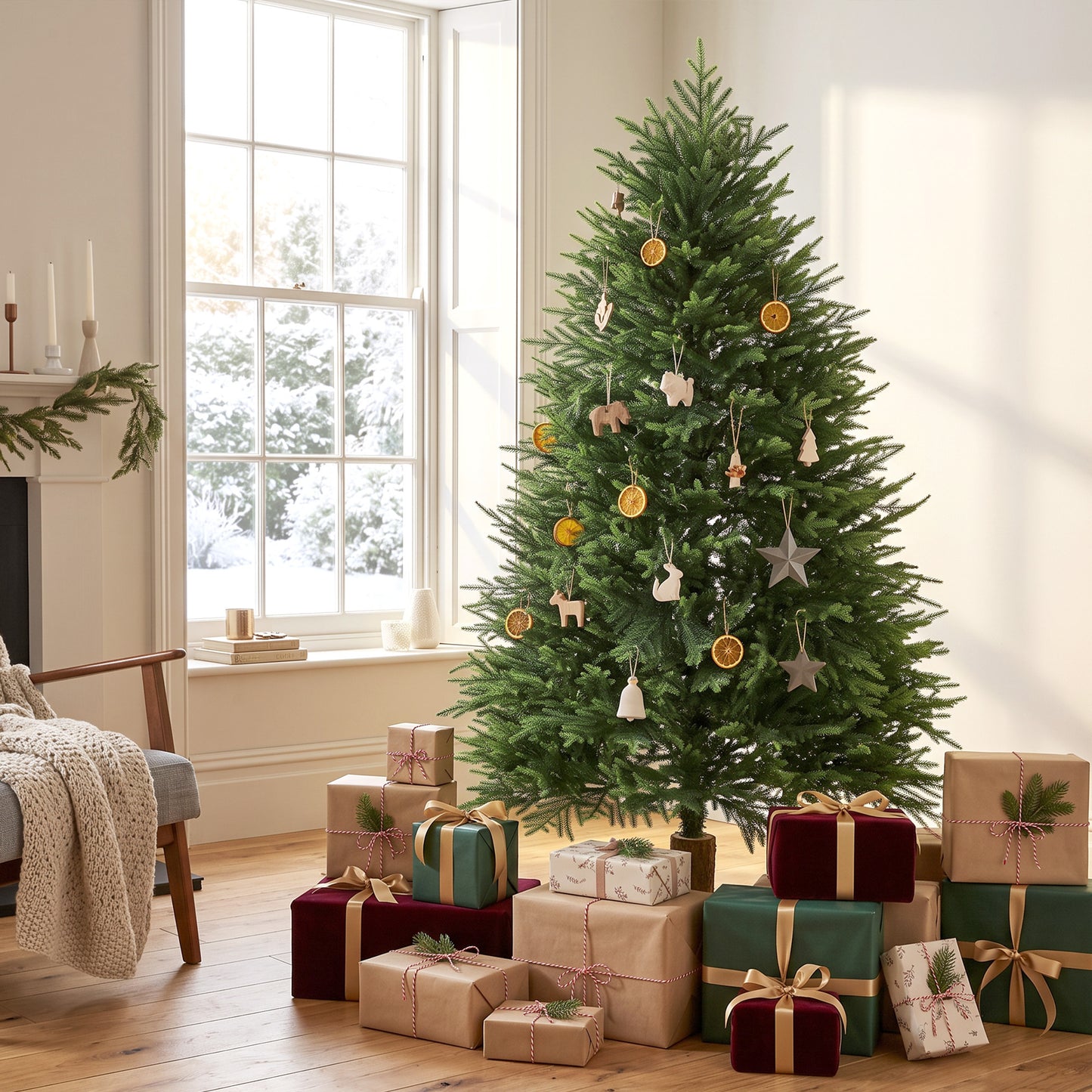 HOMCOM 5ft Artificial Christmas Tree, Hinged Xmas Tree with Realistic 513 PE & PVC Branch Tips, Fir Wood Base, Green
