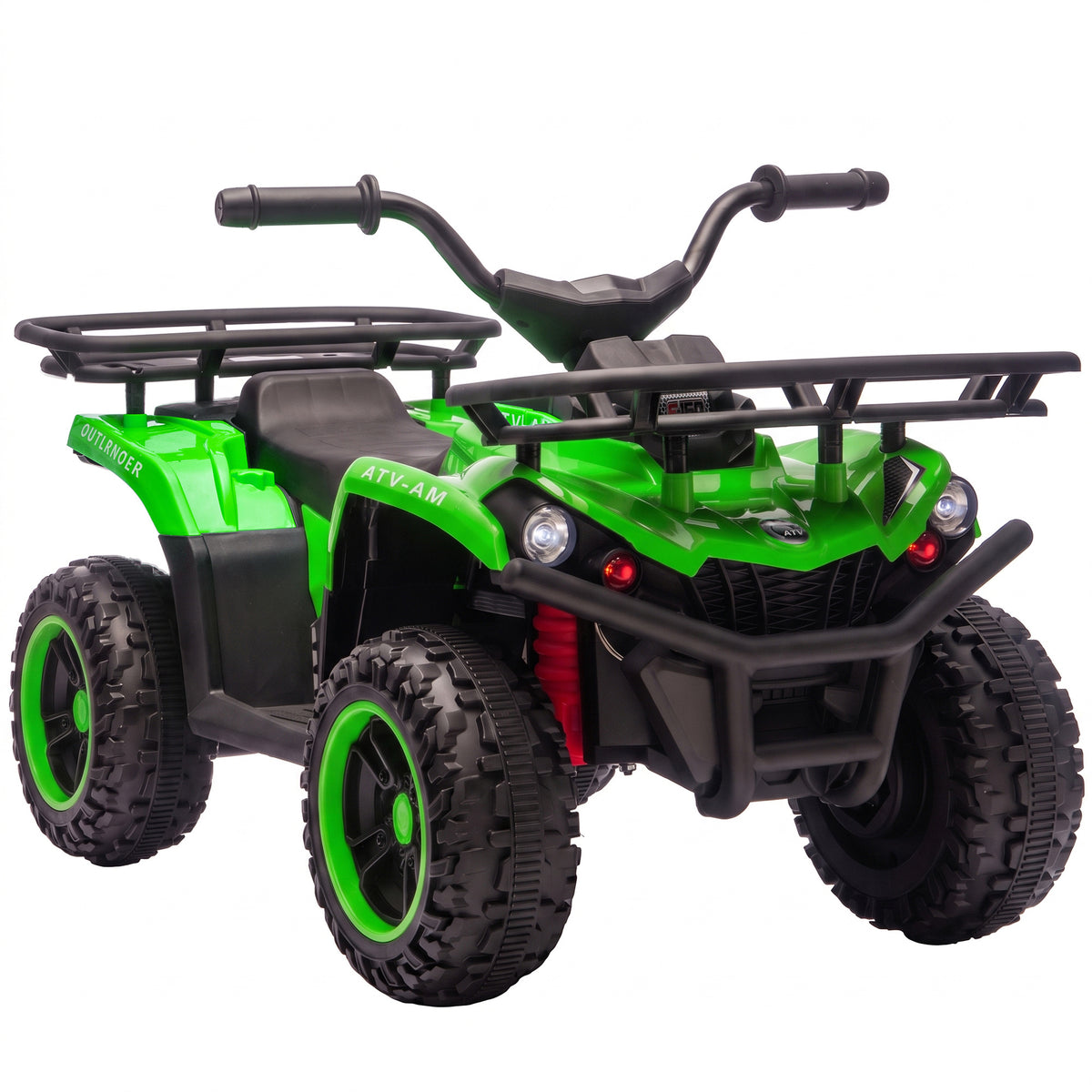 AIYAPLAY 12V Kids Electric Quad Bike, Ride on ATV with Dual Motors, Soft Start, Storage, Music, Lights for 3-8 Years, Green Default Title