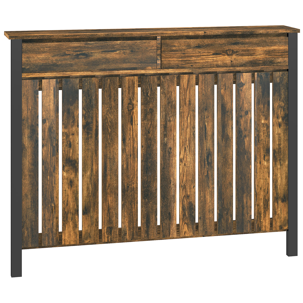 Rustic Look Radiator Cover HOMCOM 93 x 119cm Rustic-Look Radiator Cover - Brown/Black ...