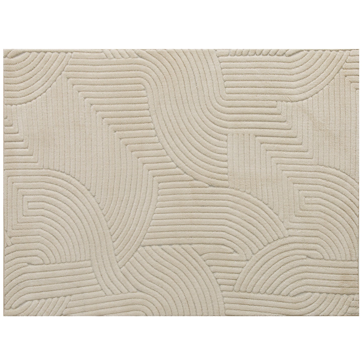 HOMCOM Modern Geometric Rug, Thick Plush, Non-Slip, 200 x 140 cm, Cream, Living Room, Bedroom, Office Default Title