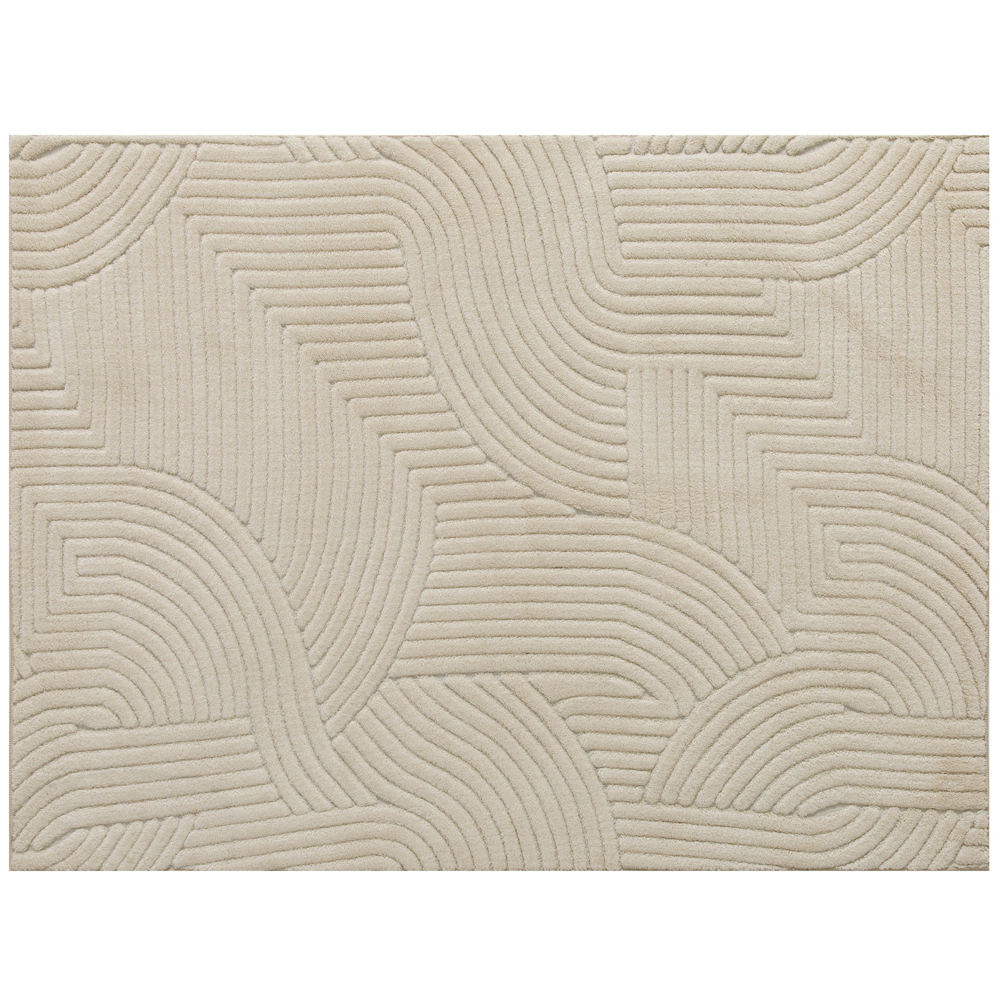 HOMCOM Modern Geometric Rug, Thick Plush, Non-Slip, 200 x 140 cm, Cream, Living Room, Bedroom, Office Default Title