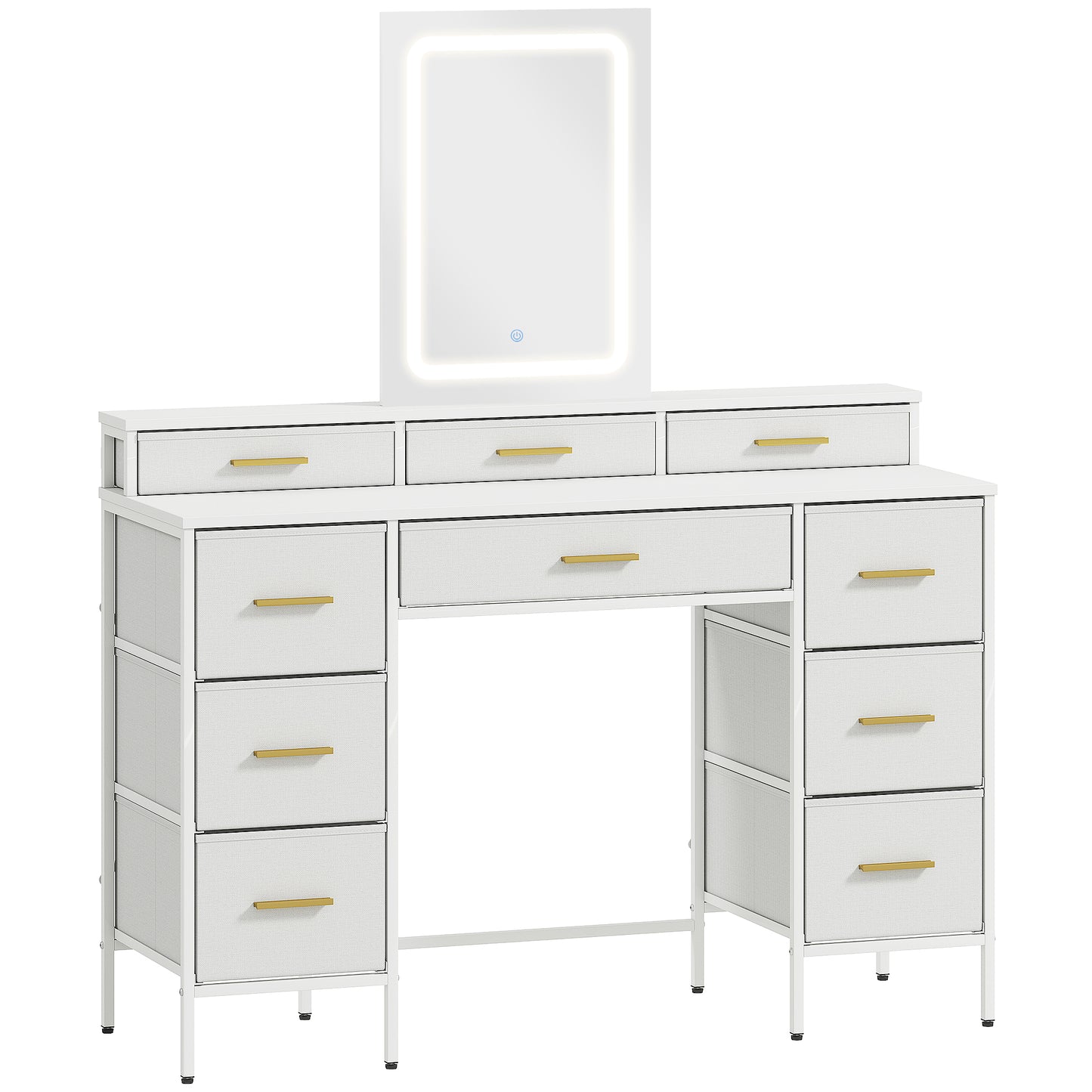 HOMCOM Multi-Storage Elegant Dressing Table, with LED Mirror - White Default Title