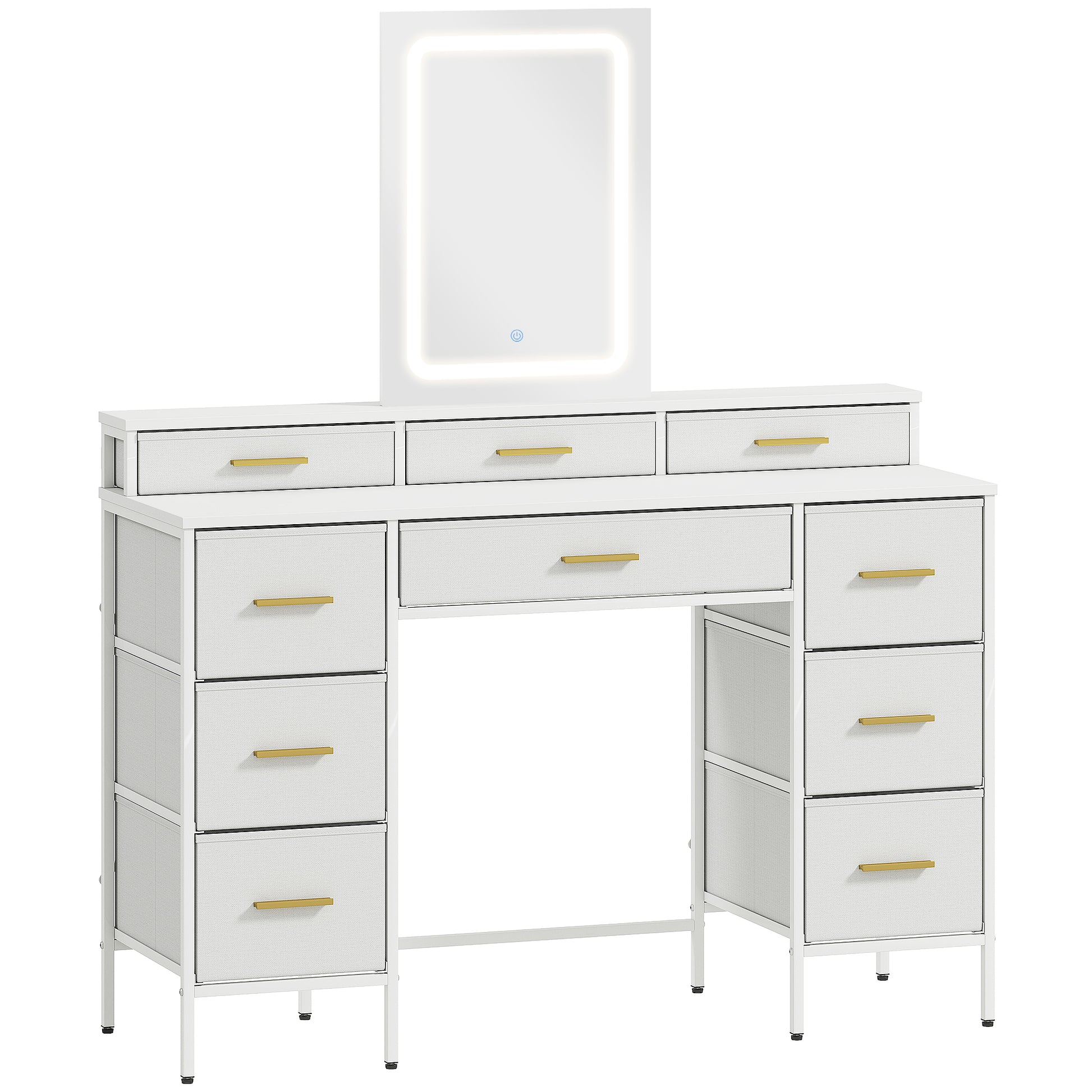 HOMCOM Multi-Storage Elegant Dressing Table, with LED Mirror - White Default Title
