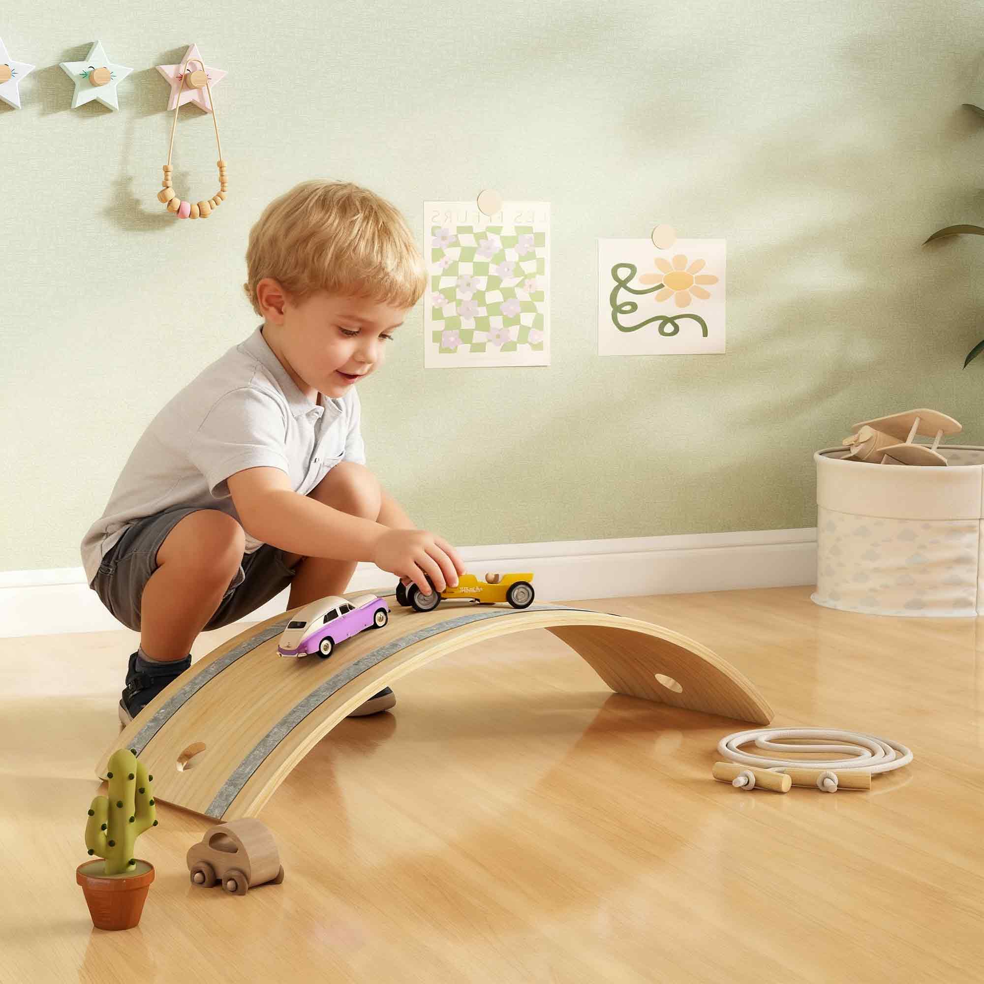 AIYAPLAY Kids Wooden Balance Board with Rope, Wooden Wobble Board with ...