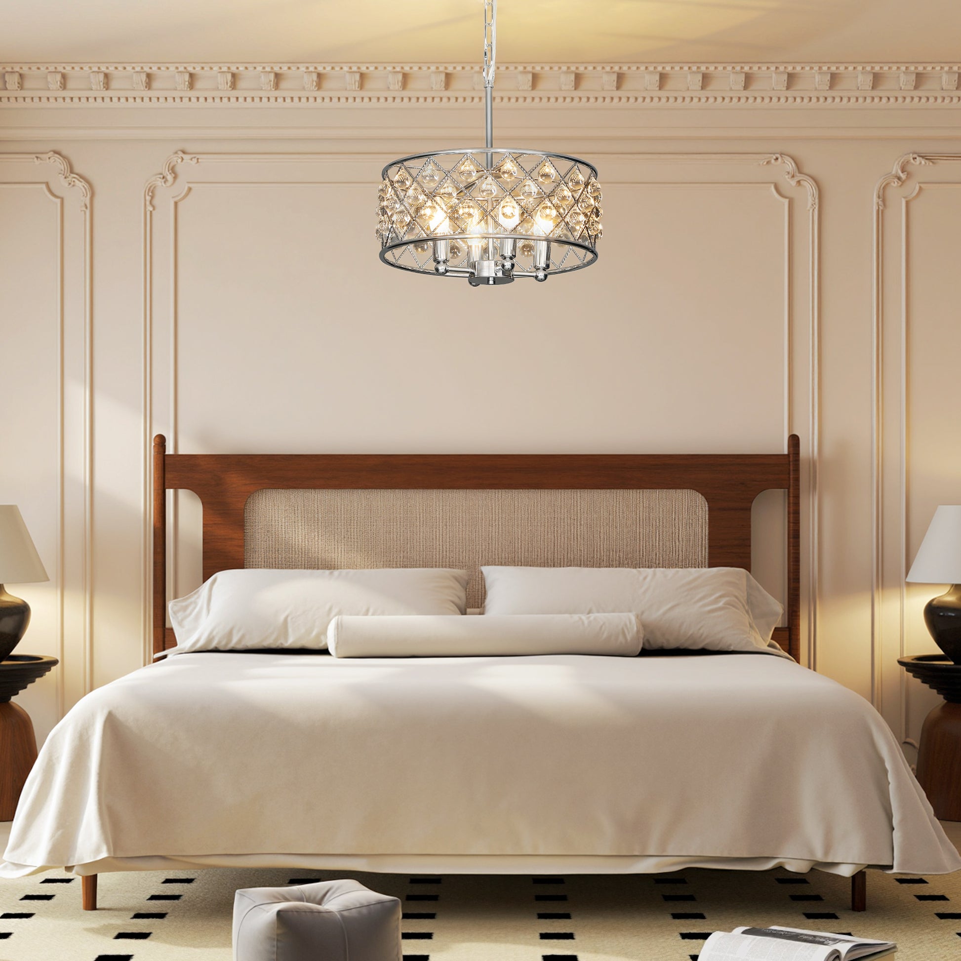 HOMCOM 51 Crystallite Four-Bulb Chandelier - Silver-Tone