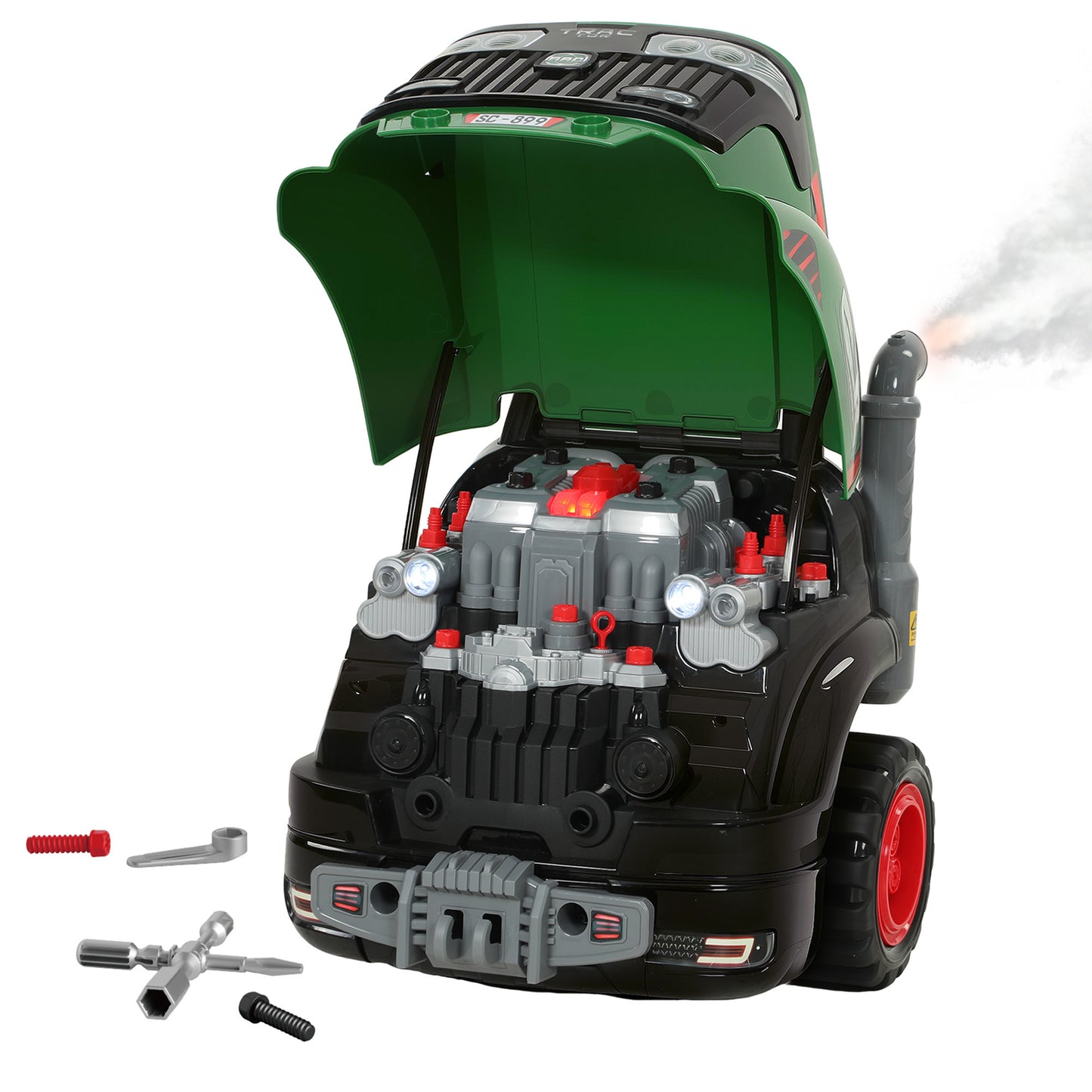 AIYAPLAY Kids Truck Engine Toy, Toy Steering Wheel with Spray, Lights and Sounds, Educational Gifts for 3-6 Years, Green