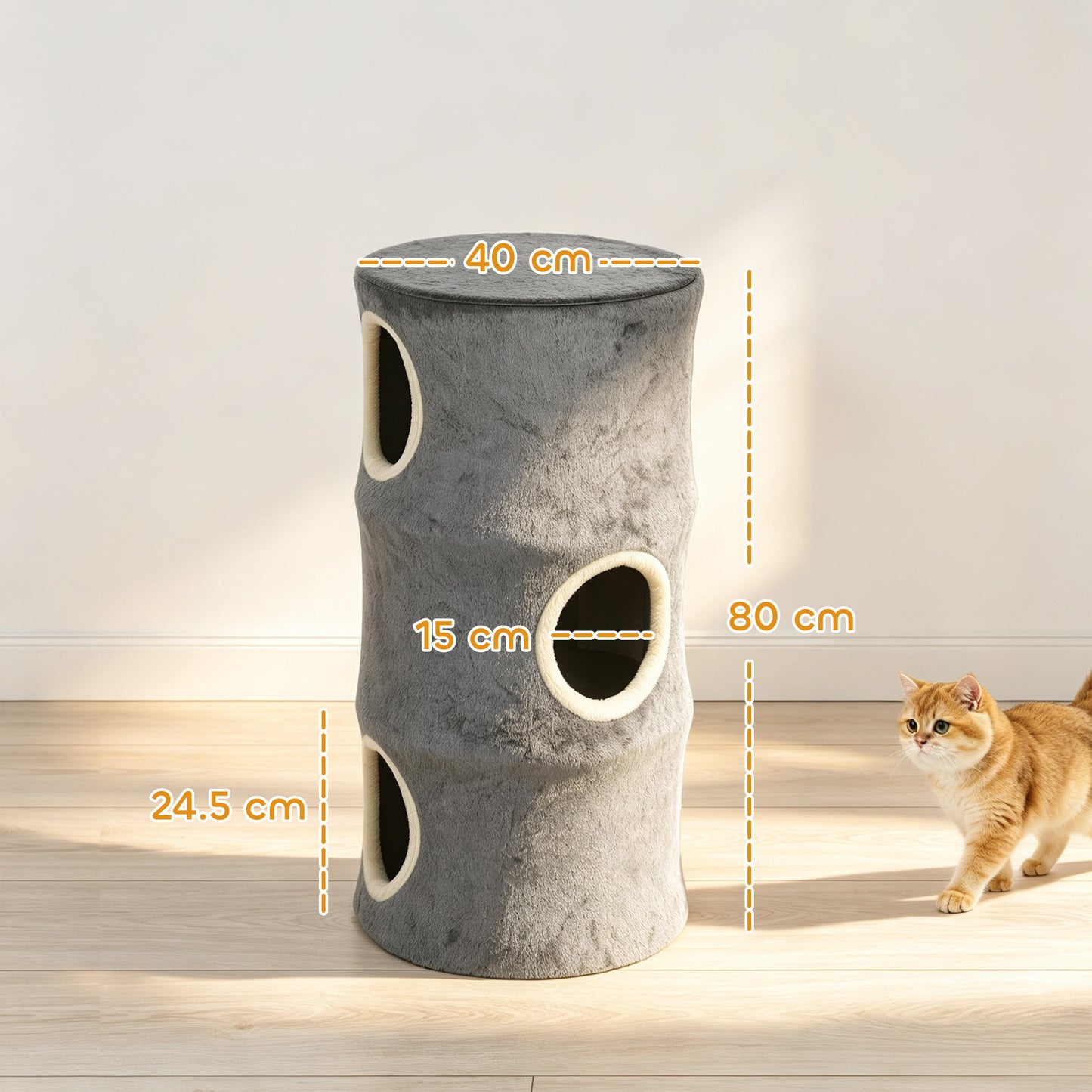 PawHut Cat House for Indoor Kittens, Cat Condo with Removable Washable Cover, Modern Barrel-Shaped Kitty Cave Bed