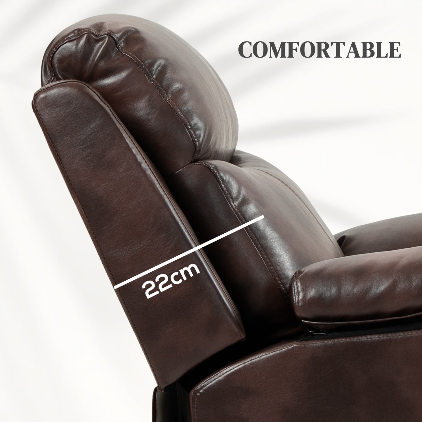 HOMCOM Faux Leather 70° Electric Riser Recliner Chair, Dark Brown