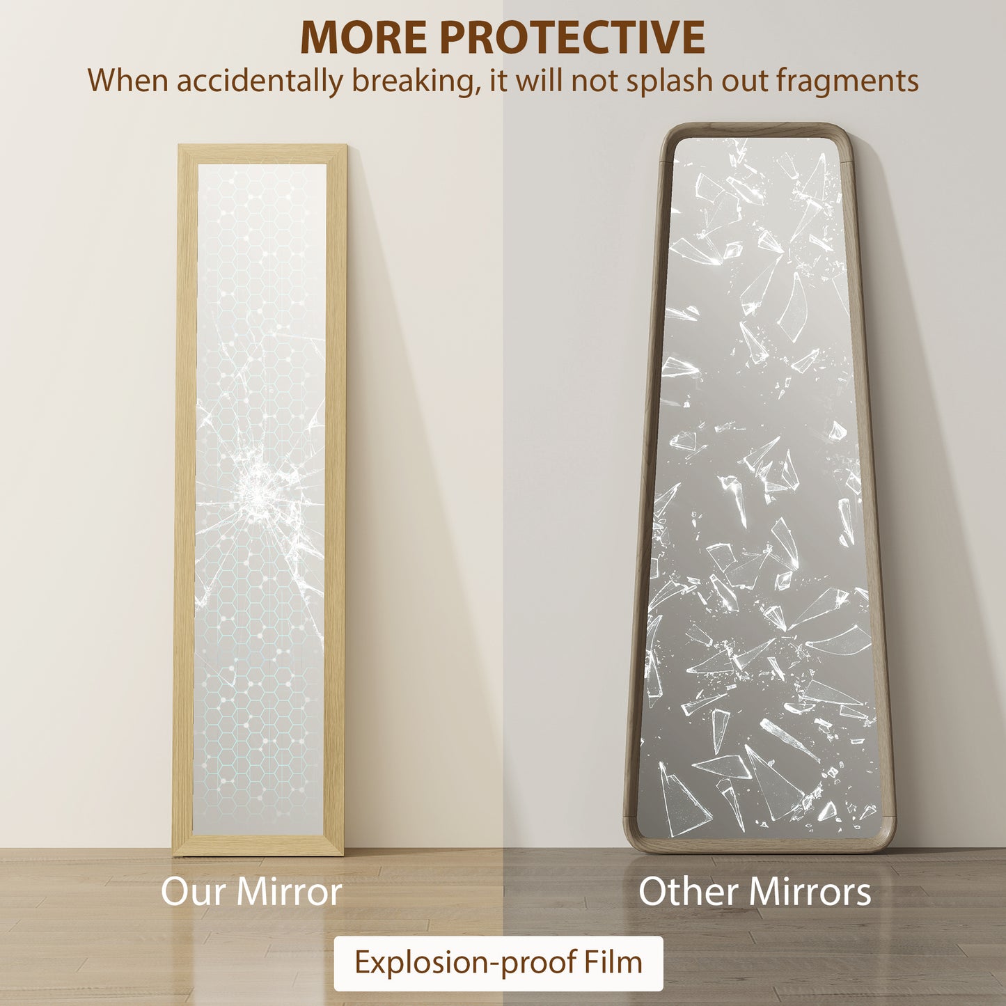 HOMCOM 37 x 157 cm Full Length Mirror - Natural