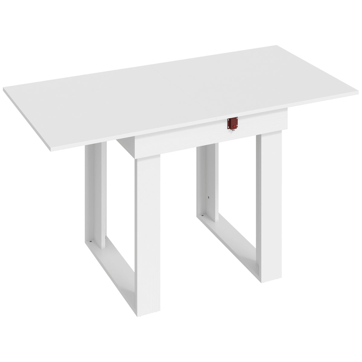 HOMCOM Folding Dining Table Under-Table Storage Extendable Kitchen Table Steel Rail White