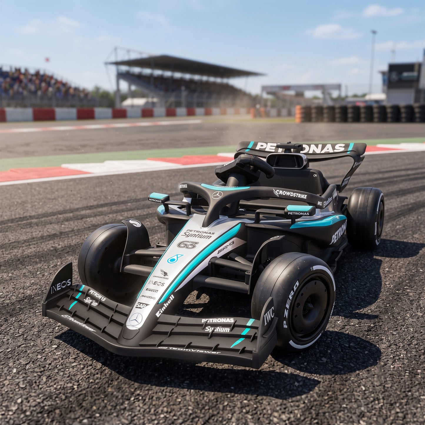 AIYAPLAY Licensed Mercedes-AMG PETRONAS F1 12V Electric Go Kart for Kids with Remote, Rear Suspension, Soft Start and 3 Speeds