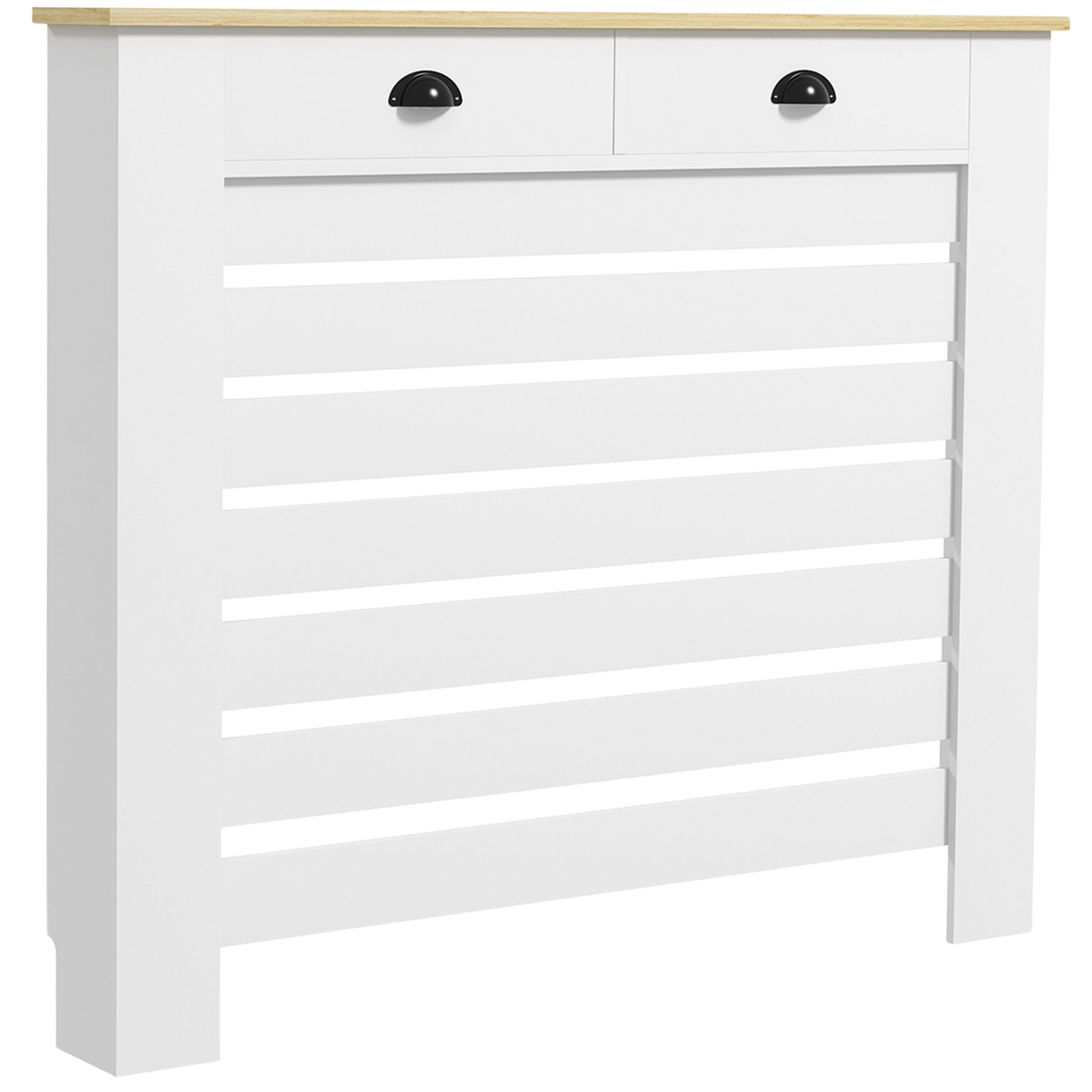HOMCOM 95.5H x 111Wcm Radiator Cover, with Drawer - White Default Title