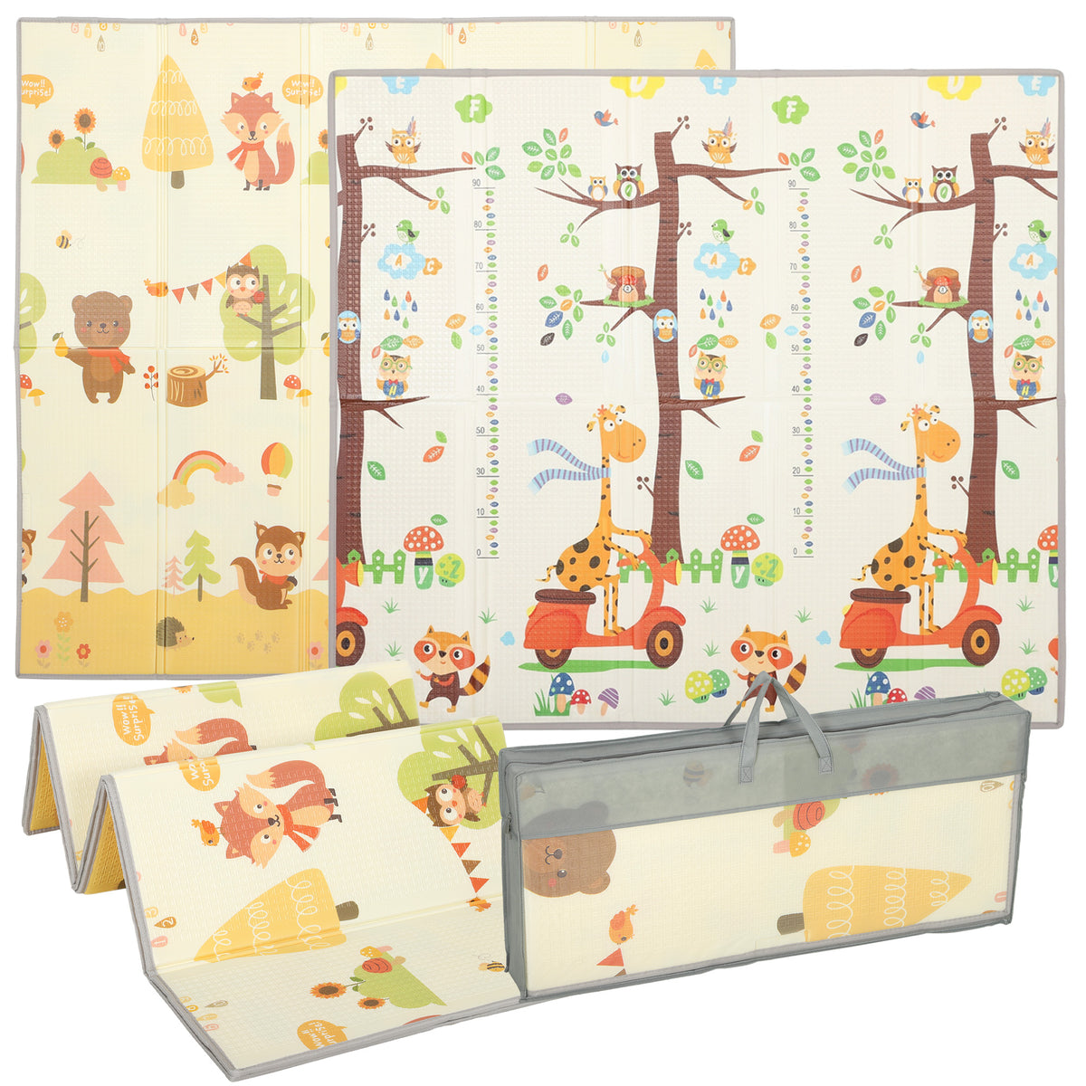 AIYAPLAY Foldable Reversible Baby Play Mat 200 x 180 cm, Waterproof, Non-Slip for Crawling and Learning, Tree & Forest Theme Default Title