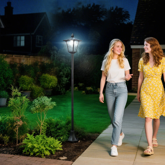 Outsunny Outdoor Garden Solar Post Lamp Sensor Dimmable LED Lantern Bollard Pathway 1.6M Tall â€“ Black