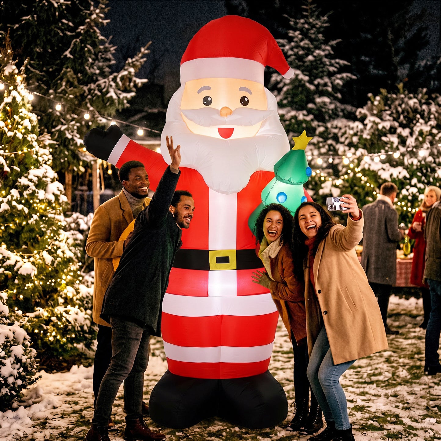 Outsunny Inflatable Christmas Decoration, 8FT Christmas Inflatable Santa with Bright LED Light, Red