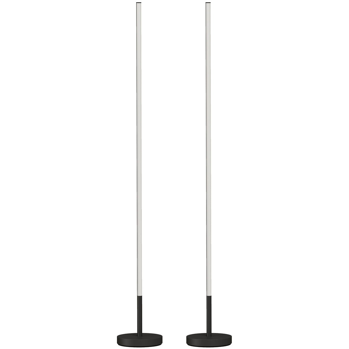 HOMCOM Corner Lamp Set of 2, 1450 lm LED Floor Lamp w/ 3-Level Brightness, Foot Switch, 3000K, Minimalist Corner Light, Black Default Title