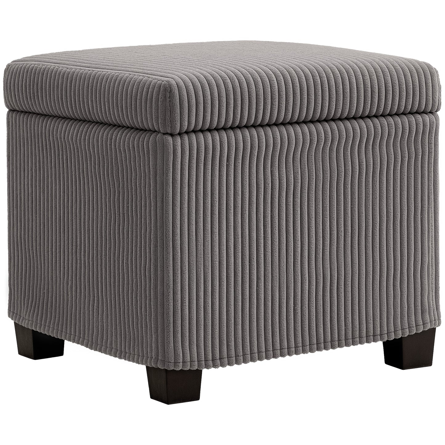 HOMCOM Storage Ottoman Bench, Corduroy Storage Chest Box with Wooden Legs, 40cm Bed End Bench for Living Room, Bedroom, Entryway, Grey
