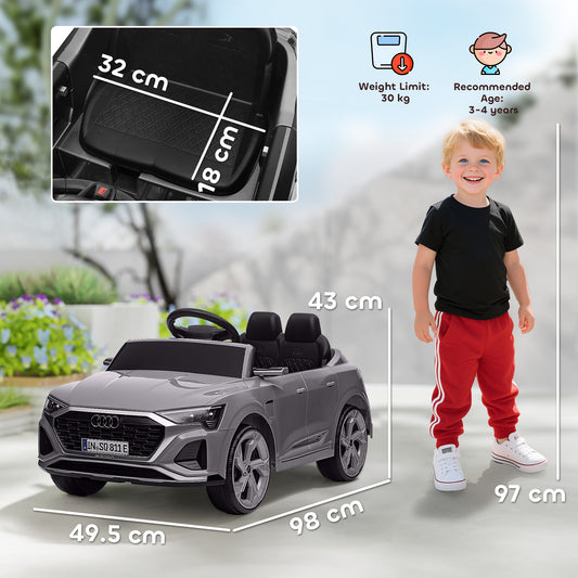 AIYAPLAY Audi Q8 e-tron Sportback Licensed 12V Ride on Car w/ Remote, 4 Spring Suspension Wheels, Headlamps, Music, Horn - Grey