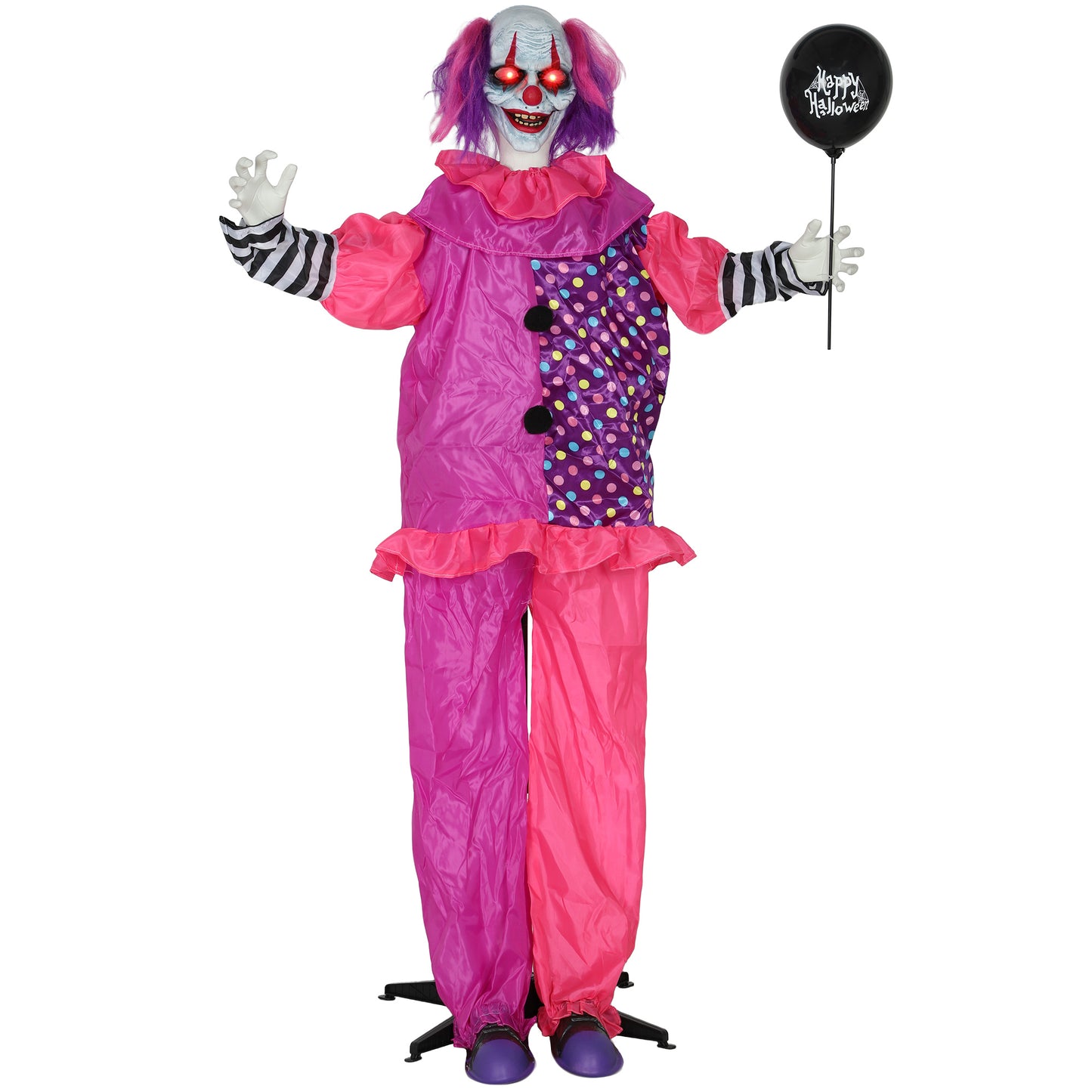 Outsunny 5â€²7â€³ Scary Animated Clown Decoration - Pink/Purple