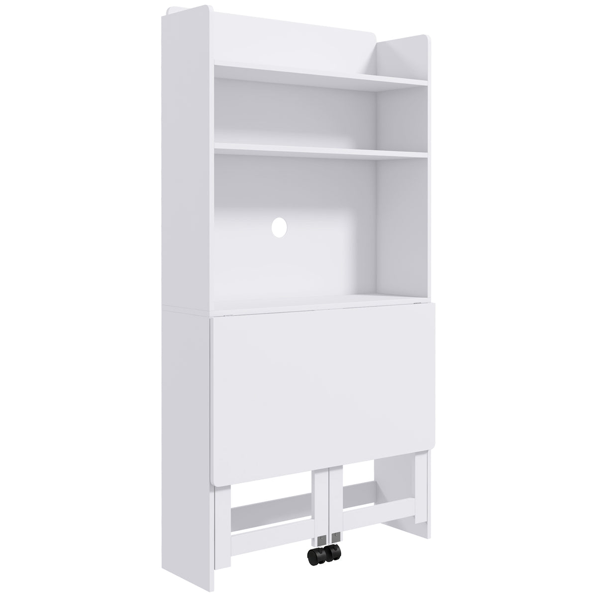 HOMCOM Foldable Desktop, Computer Desk with Storage Shelves, 80 x 69 x 155 cm, White Default Title