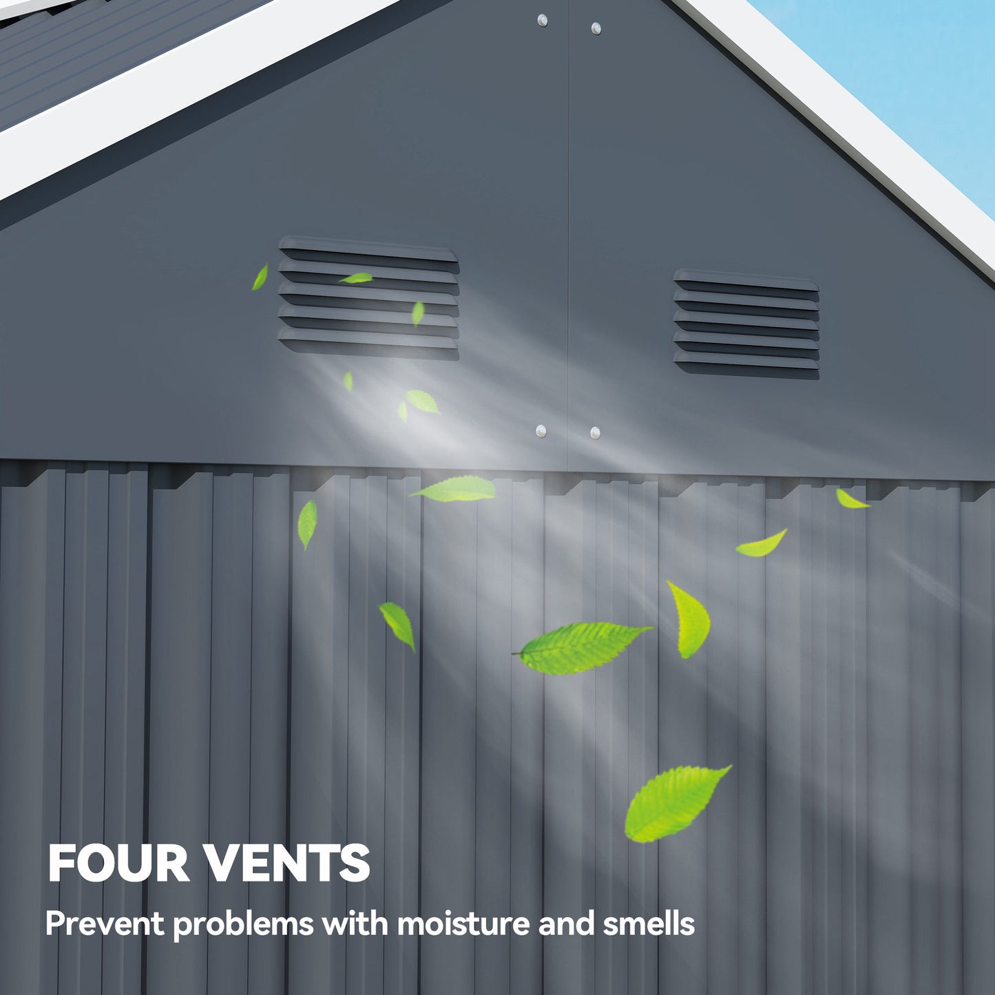 Outsunny 7 x 6ft Galvanised Garden Shed, with Latch - Dark Grey